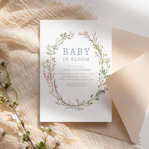 Baby in Bloom Spring Wildflower Floral Baby Shower Invitation Zazzle